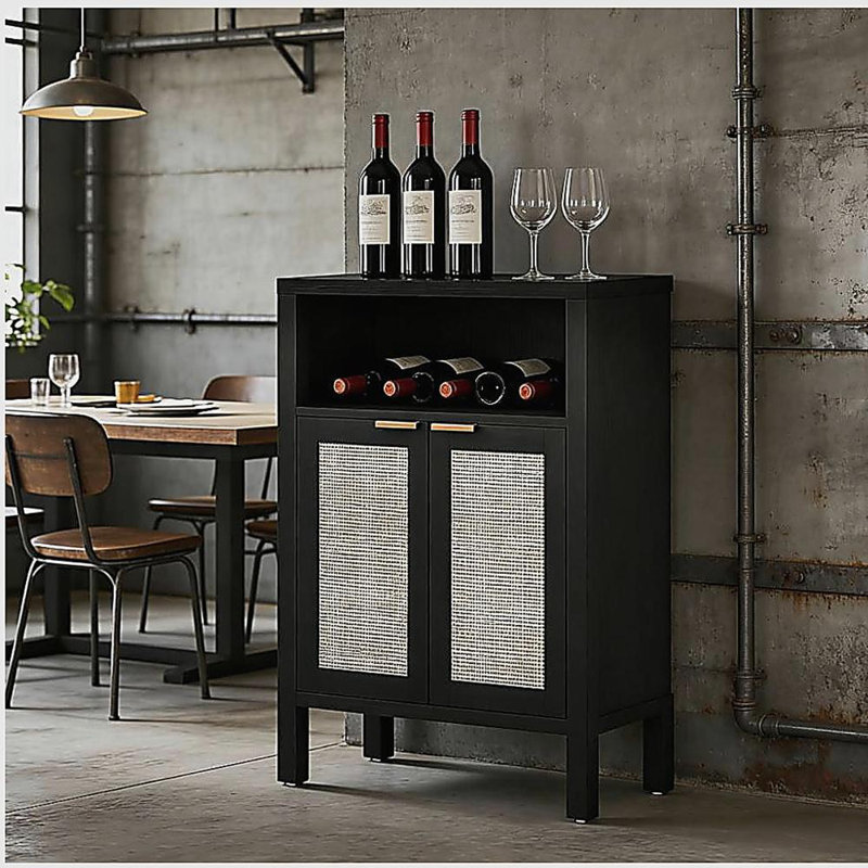 Armoire à café avec tablette réglable, armoire avec rangement, Noir patiné
