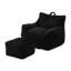 Fauteuil à billes noir confortable avec repose-pieds pour la détente multi-pièces, mousse déchiquetée, velours côtelé, repose-pieds de conception moderne, salon, chambre à coucher et dortoir appropriés, rembourrage en mousse, ergonomique