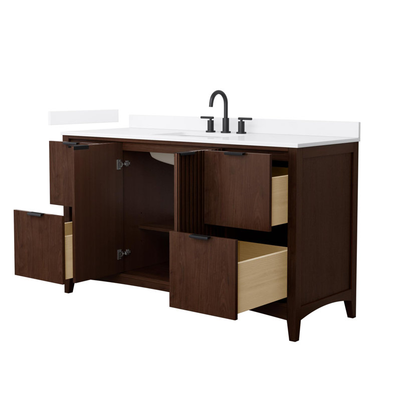 Single Vanity, Brown / Matte Black, 30", Giotto Quartz