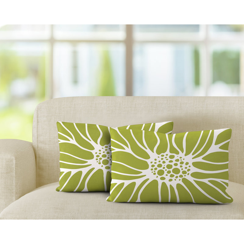Polyester / Mélange de polyester Housse de coussin rectangulaire intérieure / extérieure lombaire et insert, Chartreuse