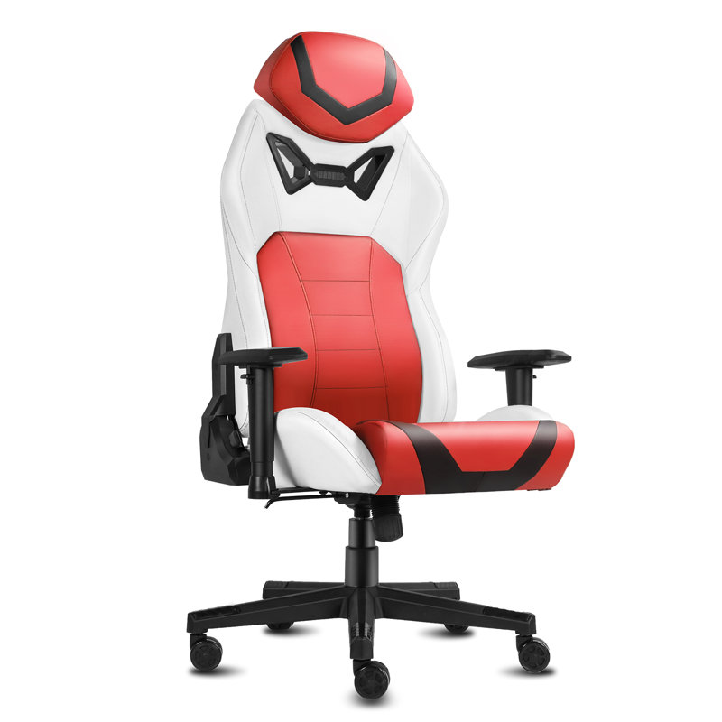 Inbox Zero Adjustable Ergonomic Swiveling PC & Racing Game Chair, Red/White