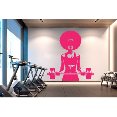 Adhésif décoratif pour salle de gym Afro Girl Power Fitness citation Decor Workout Art vinyle autocollants muraux pour salle de bain