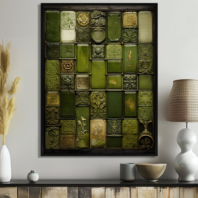 Green Stones Tiles I - Abstract Tile Wall Art