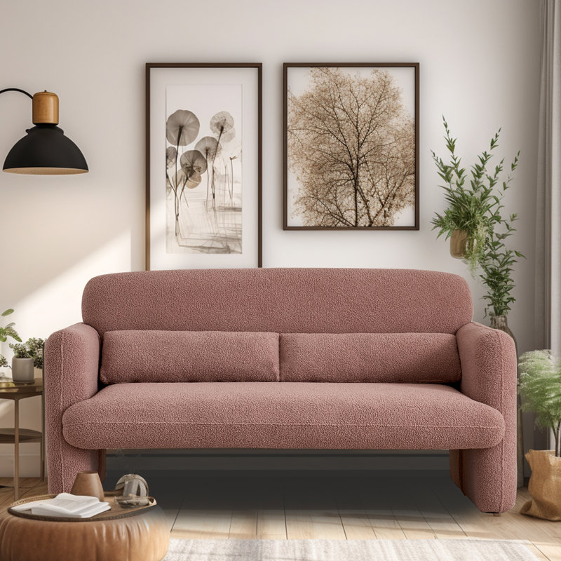 Petruna 59.06'' Upholstered Loveseat, Polyester Blend Pink