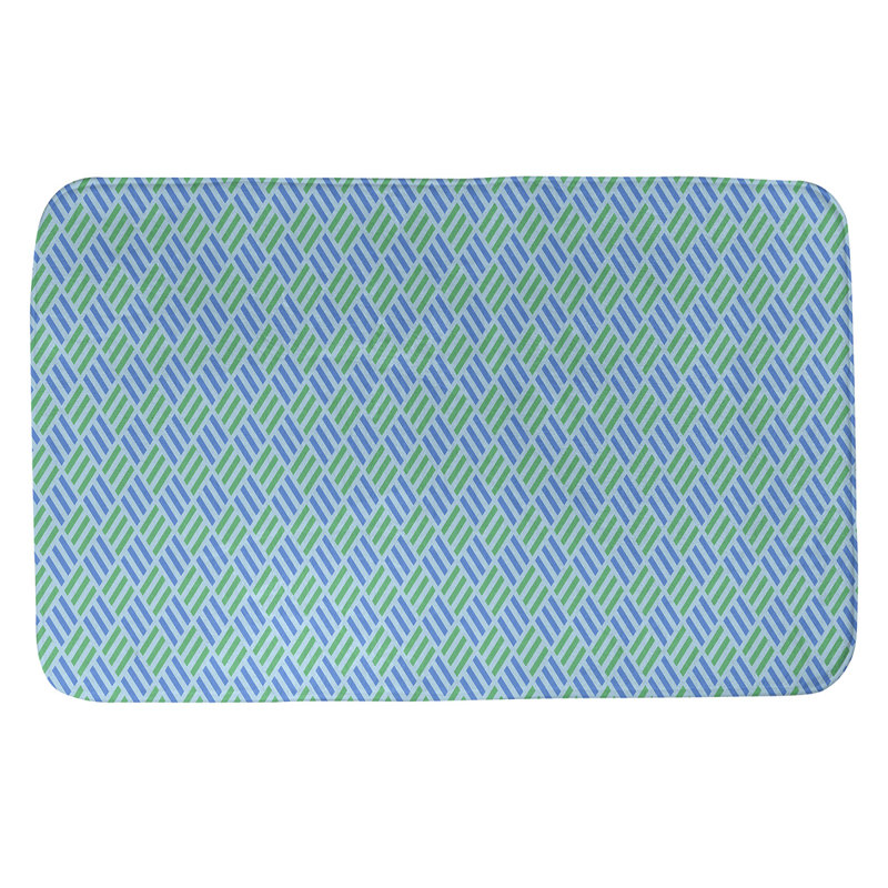 Tapis pour salle de bain diamants Kitterman, l 17 po x L 24 po, Bleu