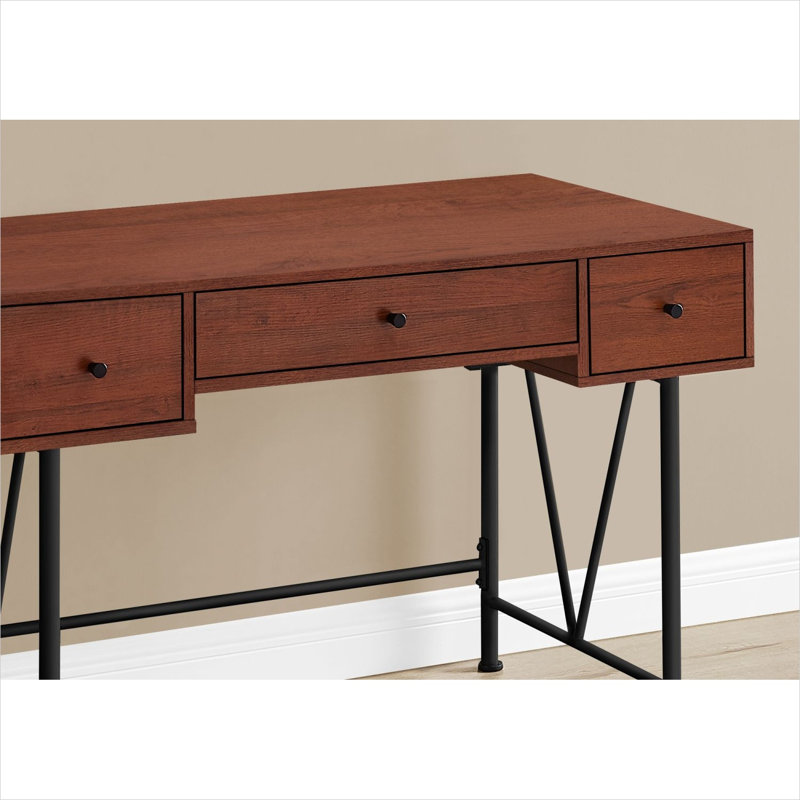 Bureau de 48 po au design transitionnel avec cadre en métal et ordinateur, rangement de 48 po