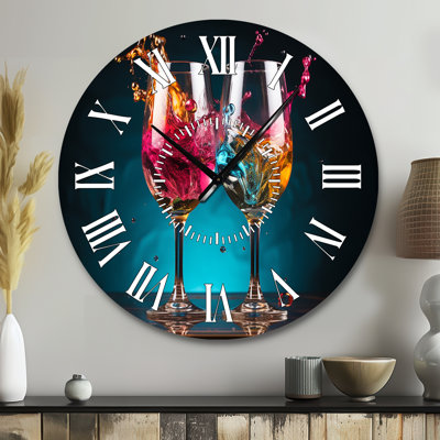 Whimsical Cheers - Wine & Champagne White Face Wall Clock