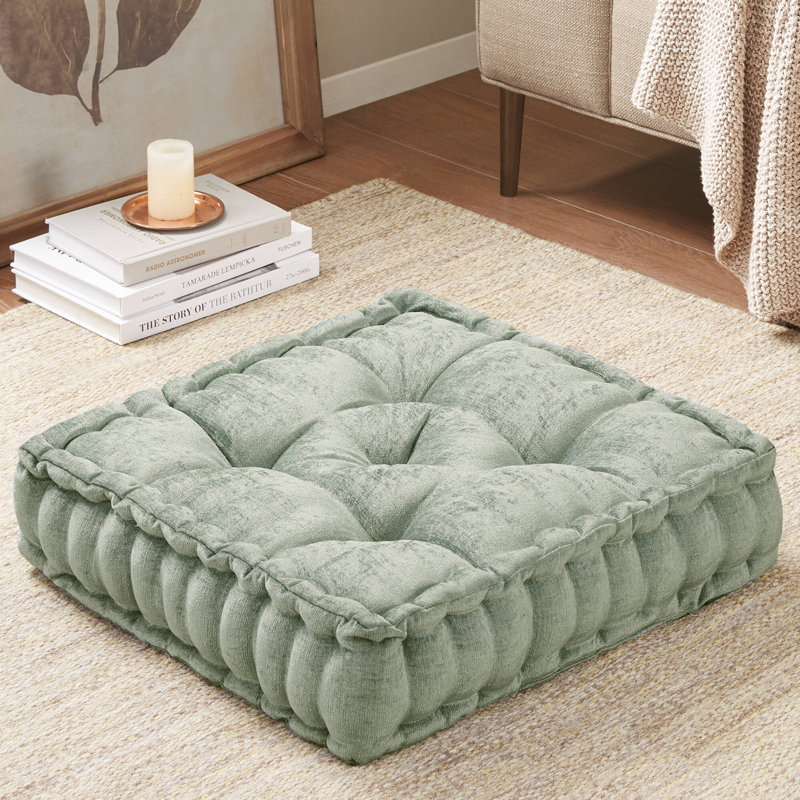 Coussin de sol carré en polyester 20 po x 20 po Azz, Carré 20 po, Desert Sage