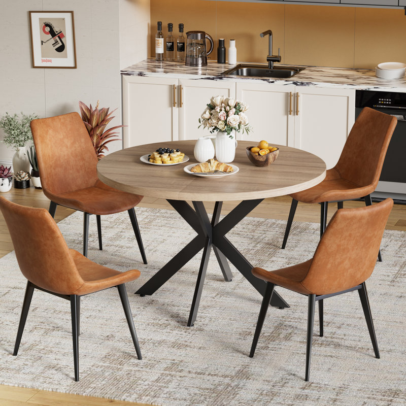 Ensemble de table de salle à manger 47,2 "pour 4 personnes, tables de cuisine et de salle à manger avec table basse et 4 chaises Mesa De Comedor Redonda