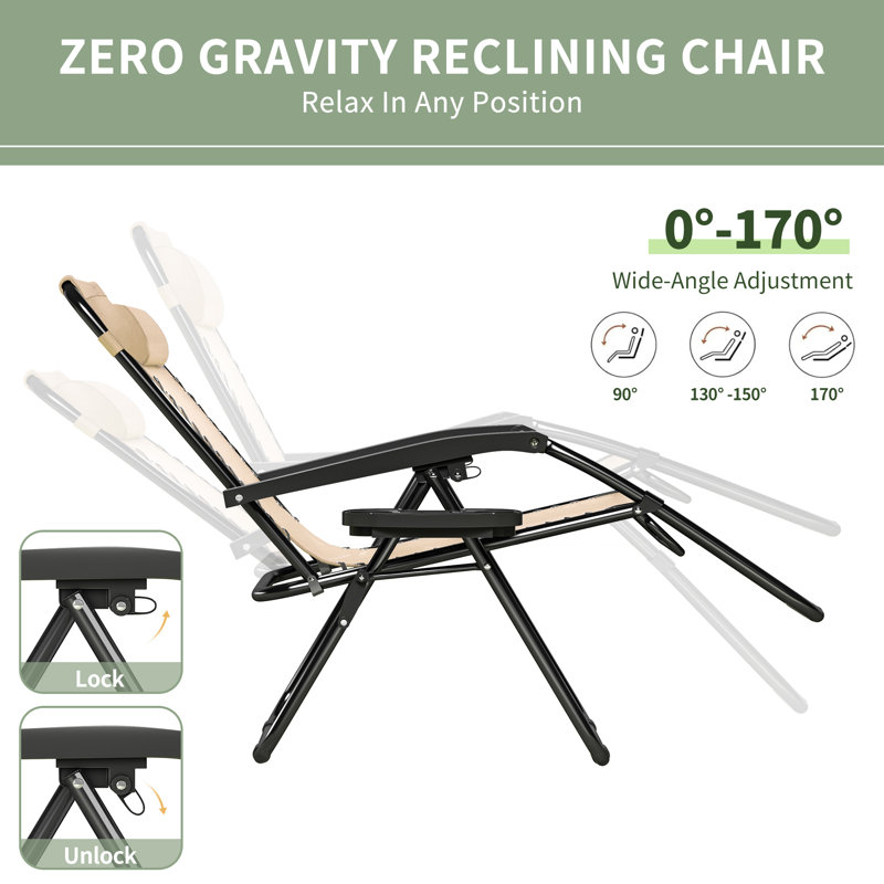 Folding Recliner Chair, Cream