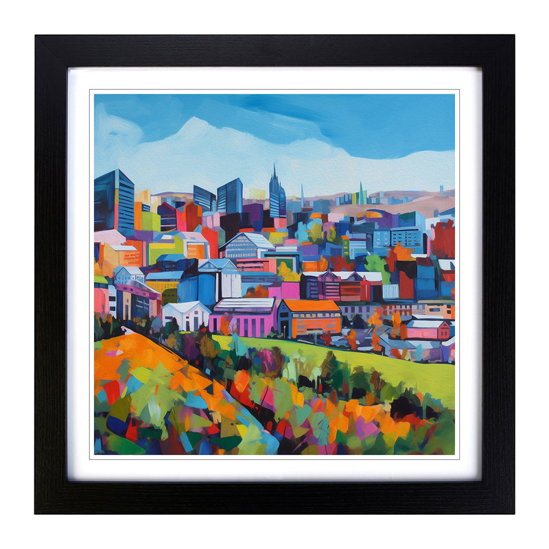 City Of Cardiff Color Field No.2 - Framed Print, Black