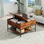 Table basse à plateau rabattable avec rangement Farmhouse - Table en grain de bois rustique de 31,5 po, compartiment de rangement caché pour le salon, structure en métal robuste - facile à assembler et à nettoyer