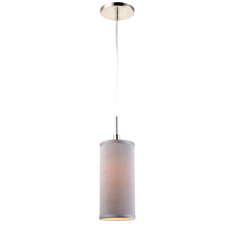1 - Light Single Pendant, Nickel, Grey