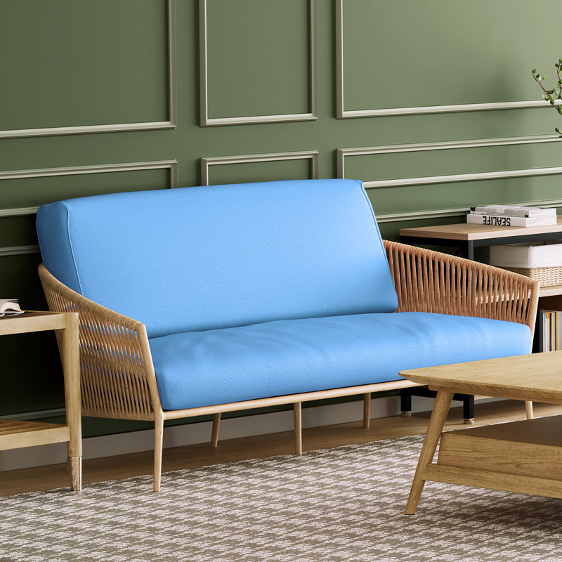 Housse pour canapé-lit réversible en tissu de polyester réversible avec fermeture à glissière 3 côtés, Simple, Bleu clair