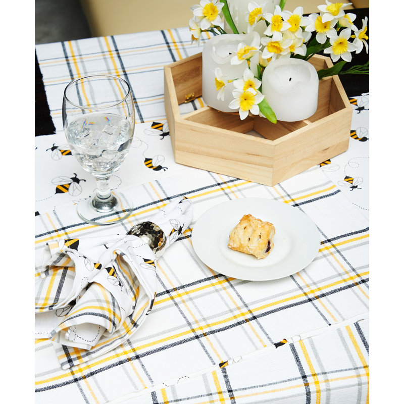 Mahckie Honey Bee Plaid Cotton Table Runner