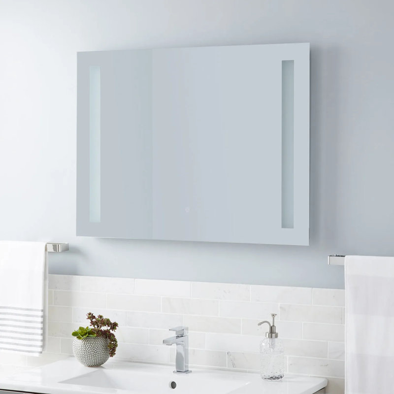 Curie 27.5'' Frameless Rectangular Vanity Mirror with Tunable LED