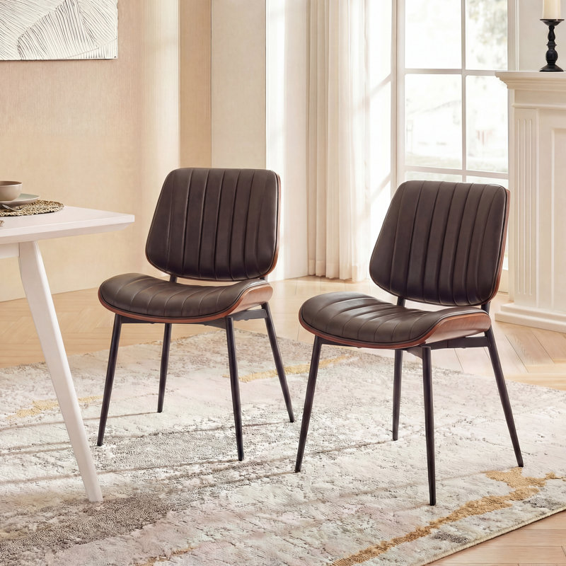 Aura PU Leather Upholstered Dining Chairs,Side Chair for Dining Rooms,Kitchens,Living rooms, Brown