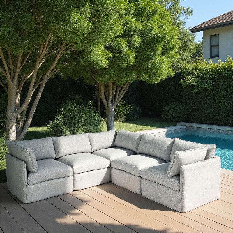 Ensemble de canapé de patio modulaire en L Patioflare Lanai, gris, Gris