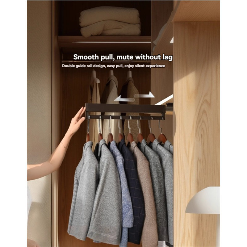 Premium Aluminum Extendable Trouser Rack With Slide Rail, 3.54" H x 1" W x 20" D