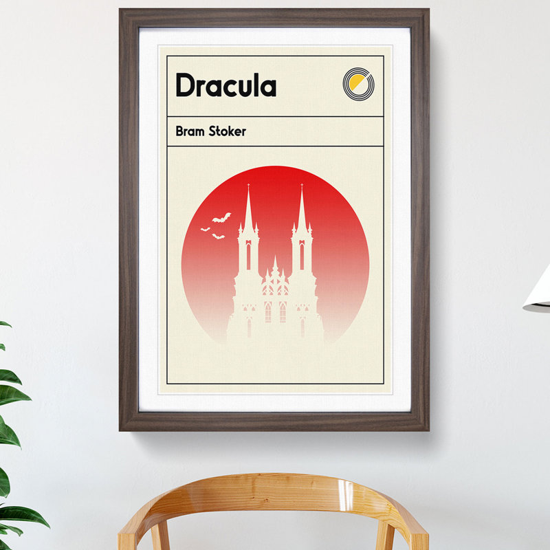 Book Cover Dracula Bram Stoker - Picture Frame Graphic Art, 90cm H x 65cm W x 2cm D, Walnut