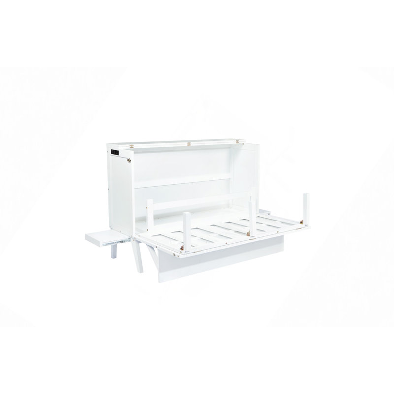 Lit escamotable avec port USB et tablettes amovibles de chaque côté, lit escamotable en pin massif pour bureau personnel, chambre d'amis