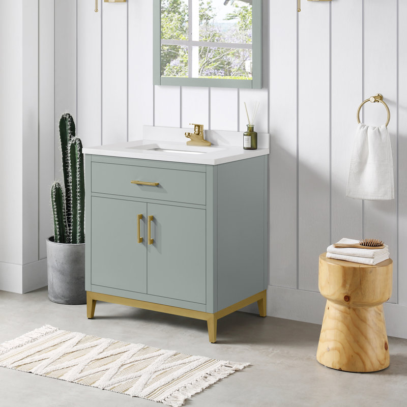 Meuble-lavabo simple avec plateau 30 po Fossen, Vert
