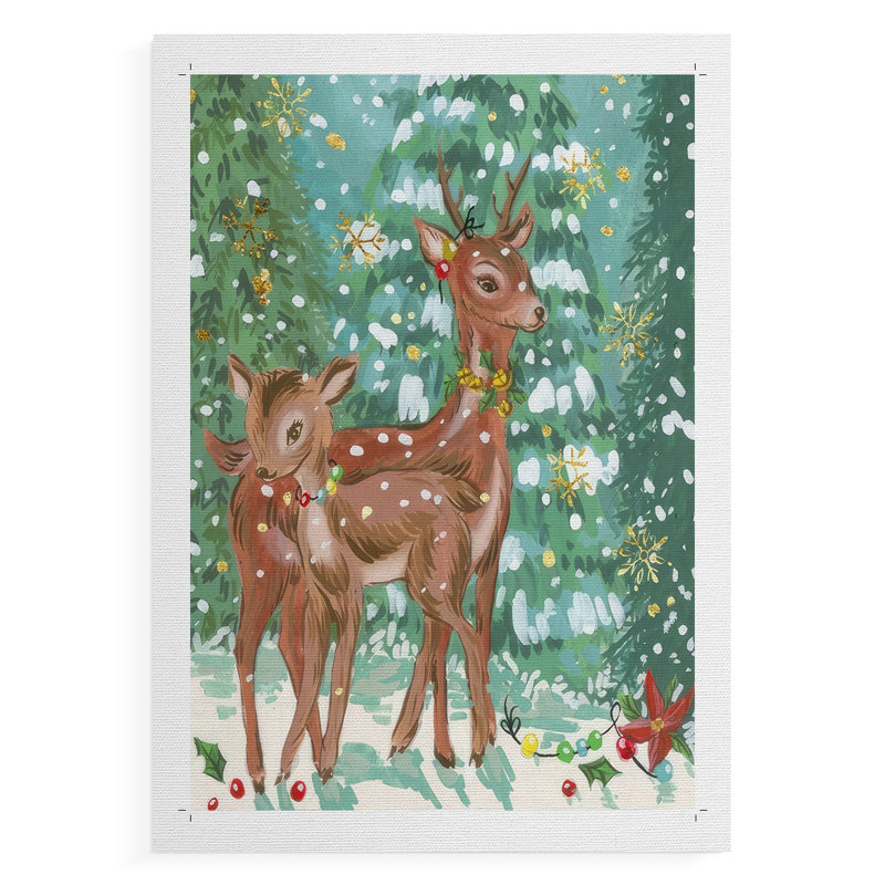 Doe and Fawn II - Impression sur toile seulement - NON-CADRE, H 27 po x l 18 po