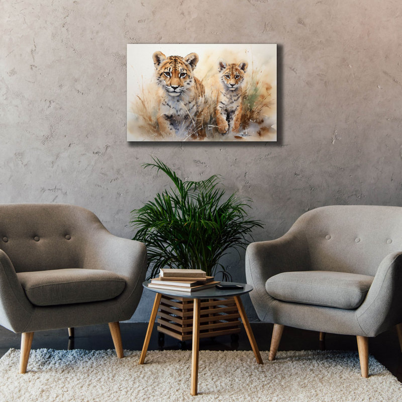 «Epic Graffiti», «Wild Life Of Predators In Watercolor 4» par Momart, art mural sur toile, H 26 po x l 40 po x P 1,5 po