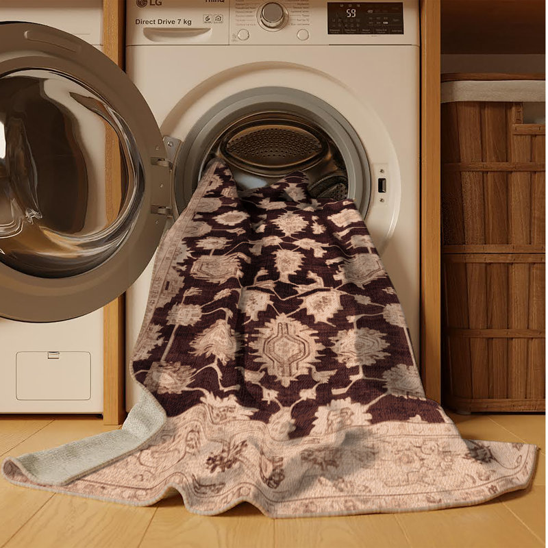 Tapis brun lavable à la machine, Rectangle 7 pi x 9 pi