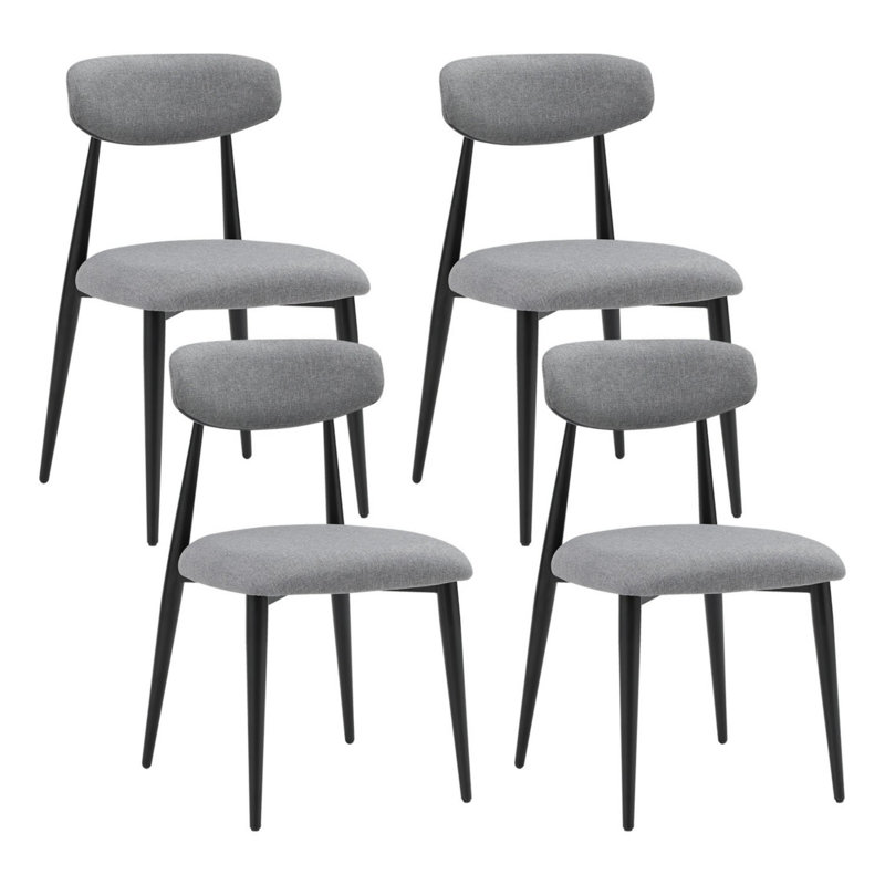 Estefanita Fabric Upholstered Metal Dining Chair, Gray, Set Of 4