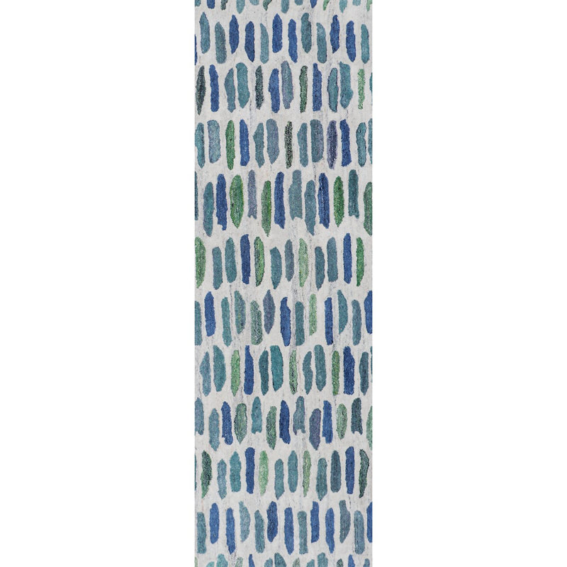 Cayo Hand Tufted PET Indoor/Outdoor Rug in Natural/Green/Blue, Rectangle 2'6" x 5'