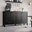 Buffet 55 po noir avec buffet et crédence moderne avec portes et console en bois robuste pour meuble télé