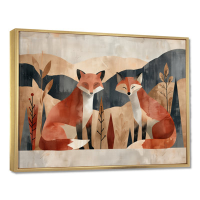 Minimalist Fox Mountain Landscape II - Fox Animal Wall Art Print