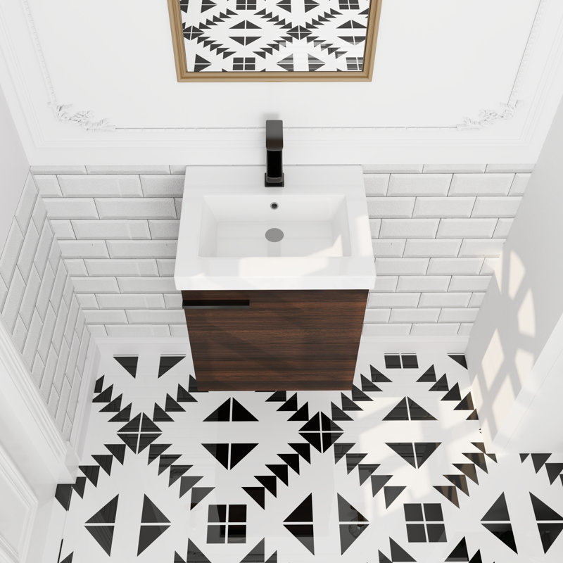 Solyana 18.12'' Single Bathroom Vanity with Ceramic Top, California Walnut