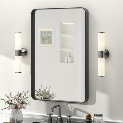 Molly Tempered Glass and Metal Framed French Cleat Mounted Wall Bathroom / Vanity Mirror