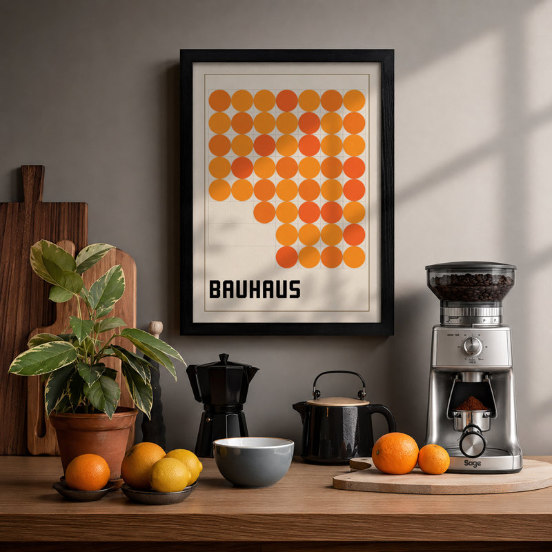 Bauhaus Circles Geometric - Print, A2 - 59.4 x 42.0 cm, Black