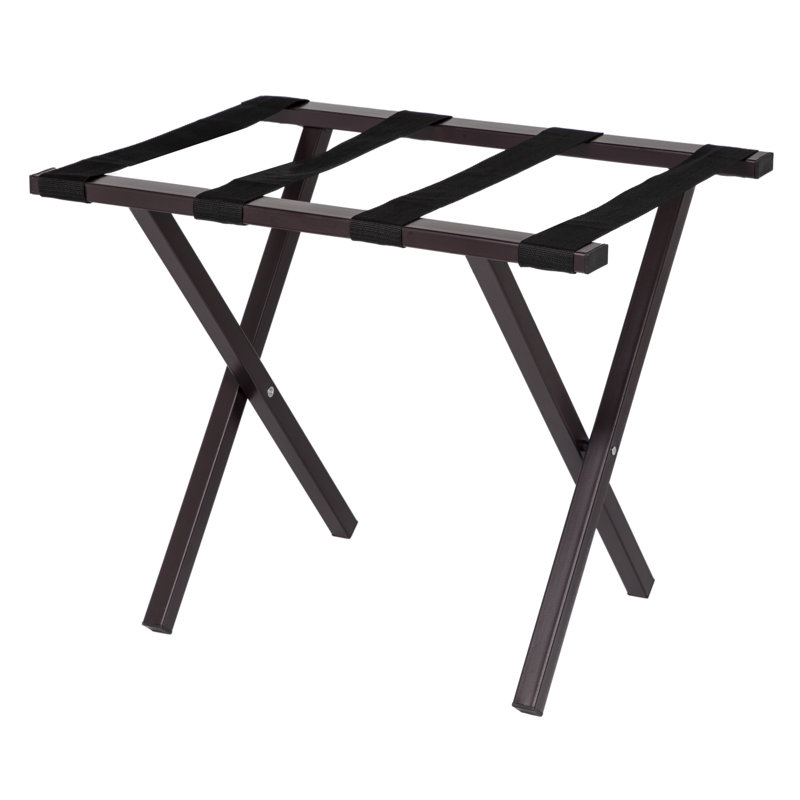 Folding Luggage Rack, Brown, 20" H x 25" W x 17" D