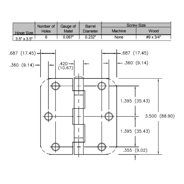 National Hardware 4-in H x 5/8-in Radius Silver Barrel Exterior Door Hinge  in the Door Hinges department at