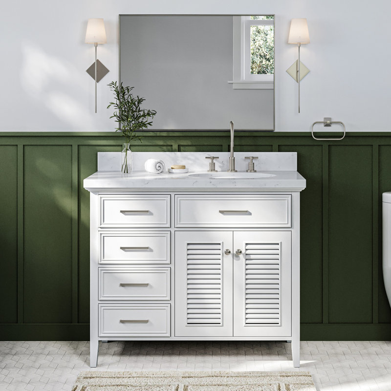 Ensemble de meuble-lavabo simple 42 po Blazier, Left, Ovale, Blanc