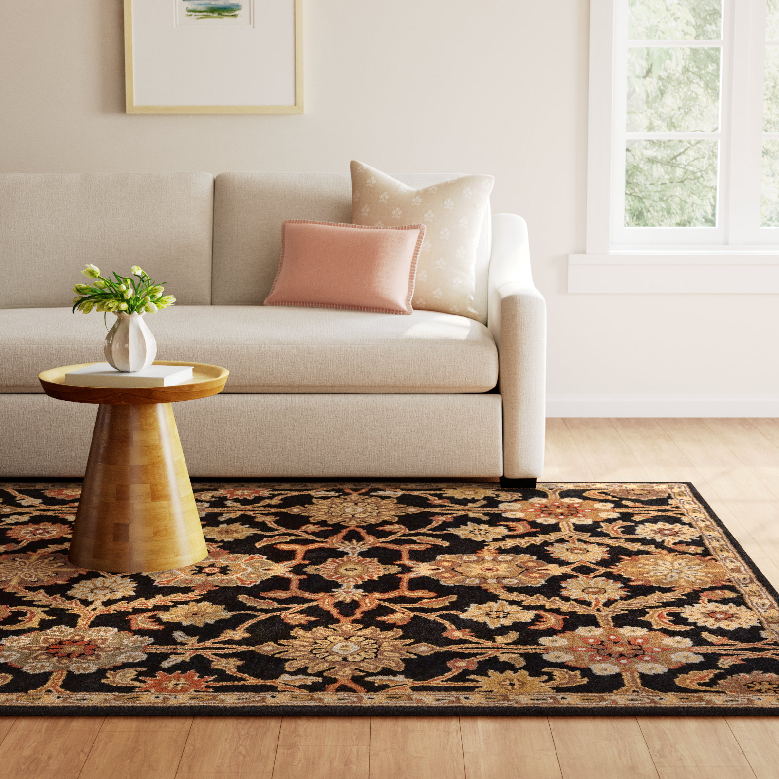 Redwood Hand Tufted Wool Black/Rust Red/Beige Rug, Rectangle 7'6" x 9'6"