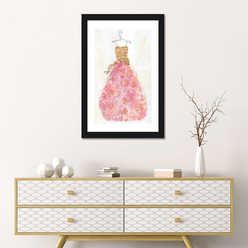 «Ball Gown II» par Sally Swatland - reproduction d'art, Blanc, H 24 po x l 16 po x P 1 po, Papier encadré noir