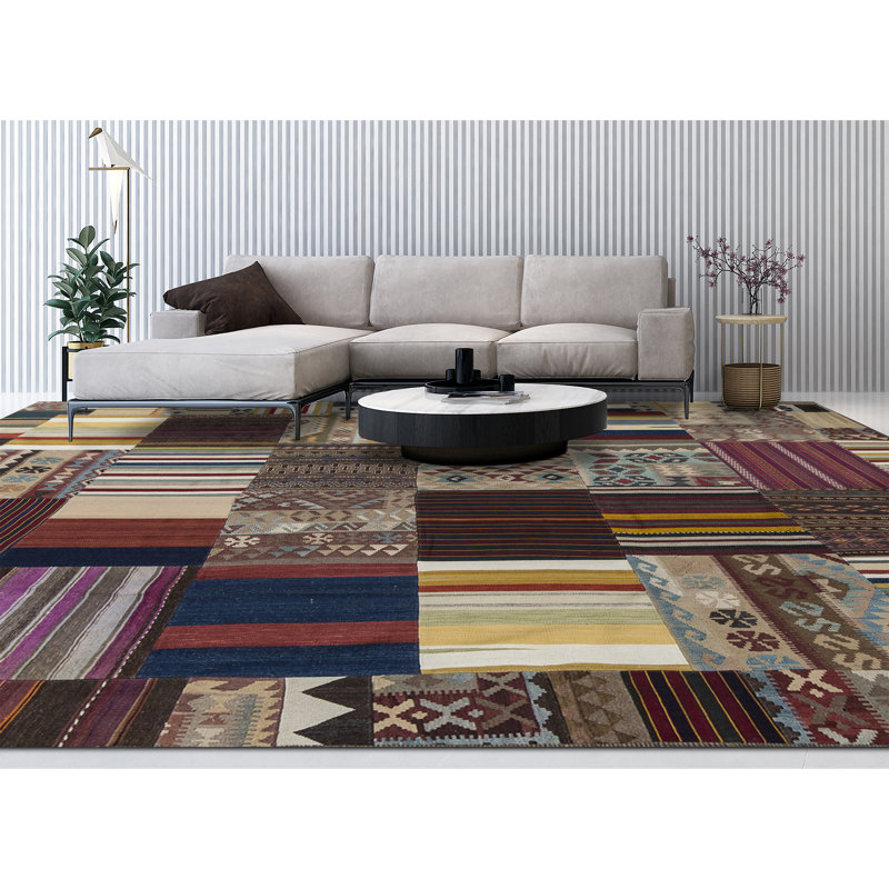 Wool Patchwork Area Rug