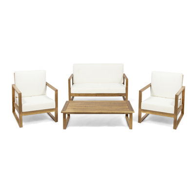 Ryter Acacia 4 - Person Patio Conversation Set with Cushions