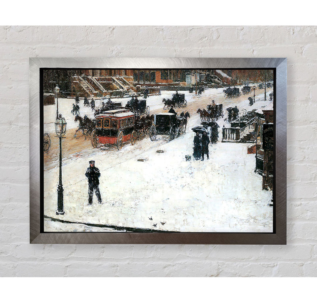 Gerahmtes Leinwandbild Fifth Avenue In Winter von Hassam