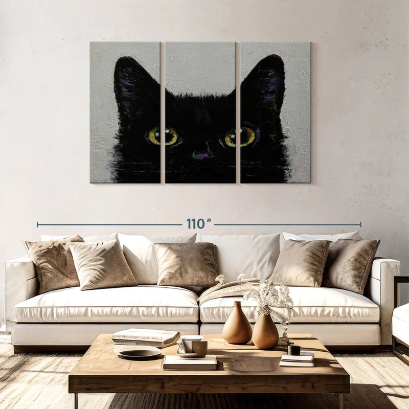 Black Cat Peeking, 48" H x 74" W