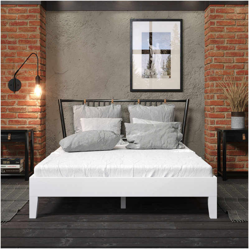Lit plateforme double - blanc, Blanc, Lit double
