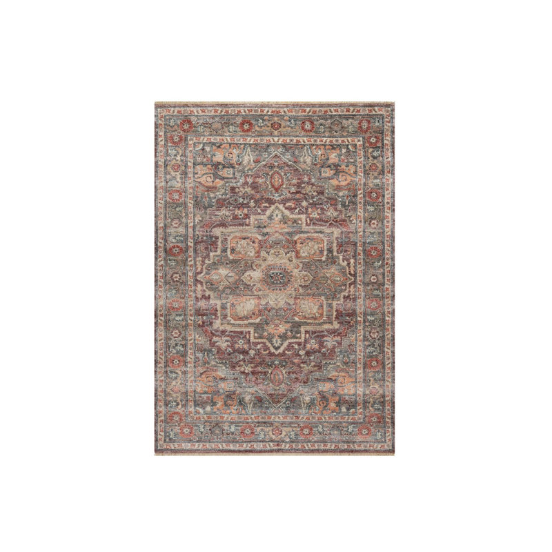 Tapis oriental rouge en laine noué à la main 5 pi 10 po x 9 pi 0 po - MOA10290804