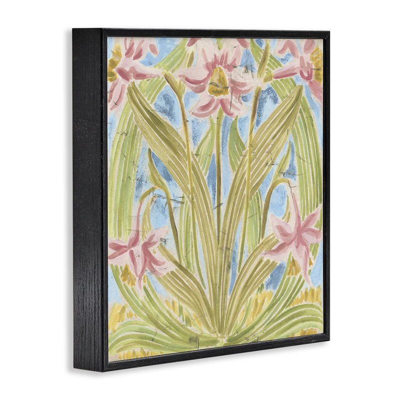 Botanical Palau Tiles, giclée encadrée, design par June Erica Vess, H 12 po x l 12 po, Giclée encadrée noir minuit