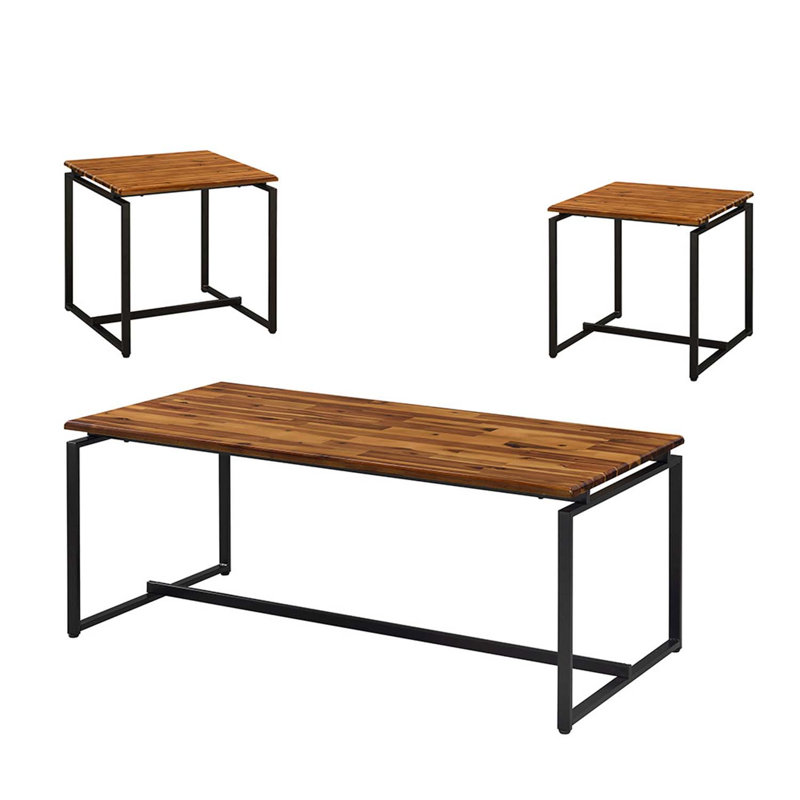 Ensemble de table basse et de bout 3 pièces Jurgen, plateau en faux béton et finition argentée, Gris, Argent argent