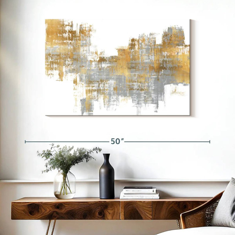 Avery dynamique doré sur gris I, H 26 po x l 39 po